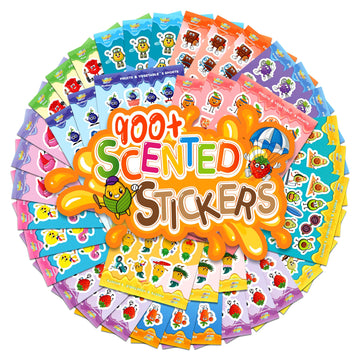 Tageenla Scratch and Sniff Stickers - 42 Sheets, Colorful Scented Stickers with 14 Scents, Fun Rewards for Kids & Parties