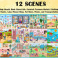 500Pcs+ Stickers/Coloring Book For Toddlers 2-4, Around My Town Stickers Book 12 Scenes,12 Coloring Pages Air Plane Activity For