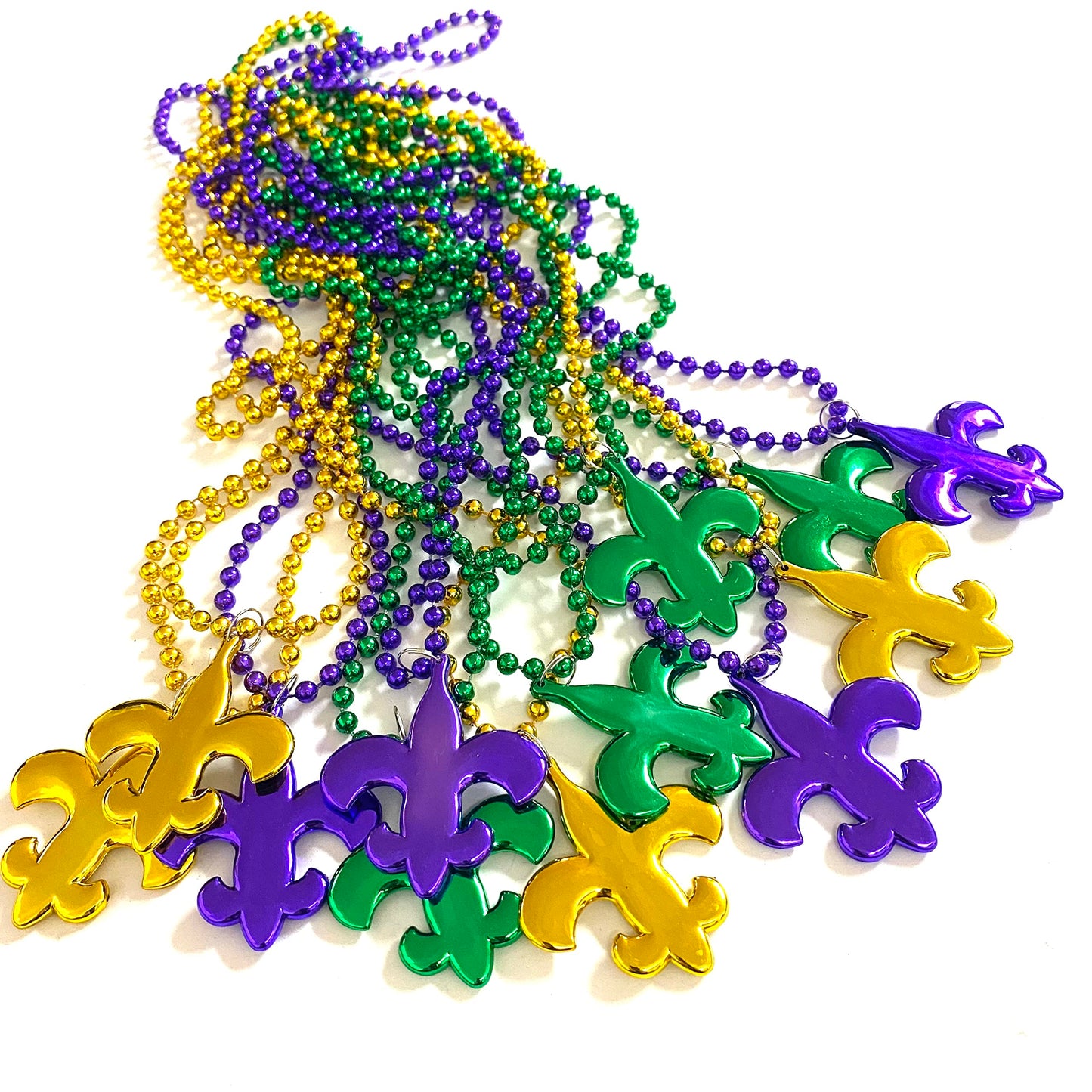 Ysppf Mardi Gras Party Beads Necklace Gold Purple Green Parade Party Favor(12 Pcs)