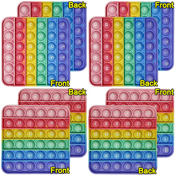 Alphabet Pop Fidget Toy Letters Abc Numbers Learning And Educational Toys Square Sensory Toys Popper Games Gifts For Kids 4 Packs Double Side Macaron(2 Alphabet Numbers And 2 Uppercase Lowercase)