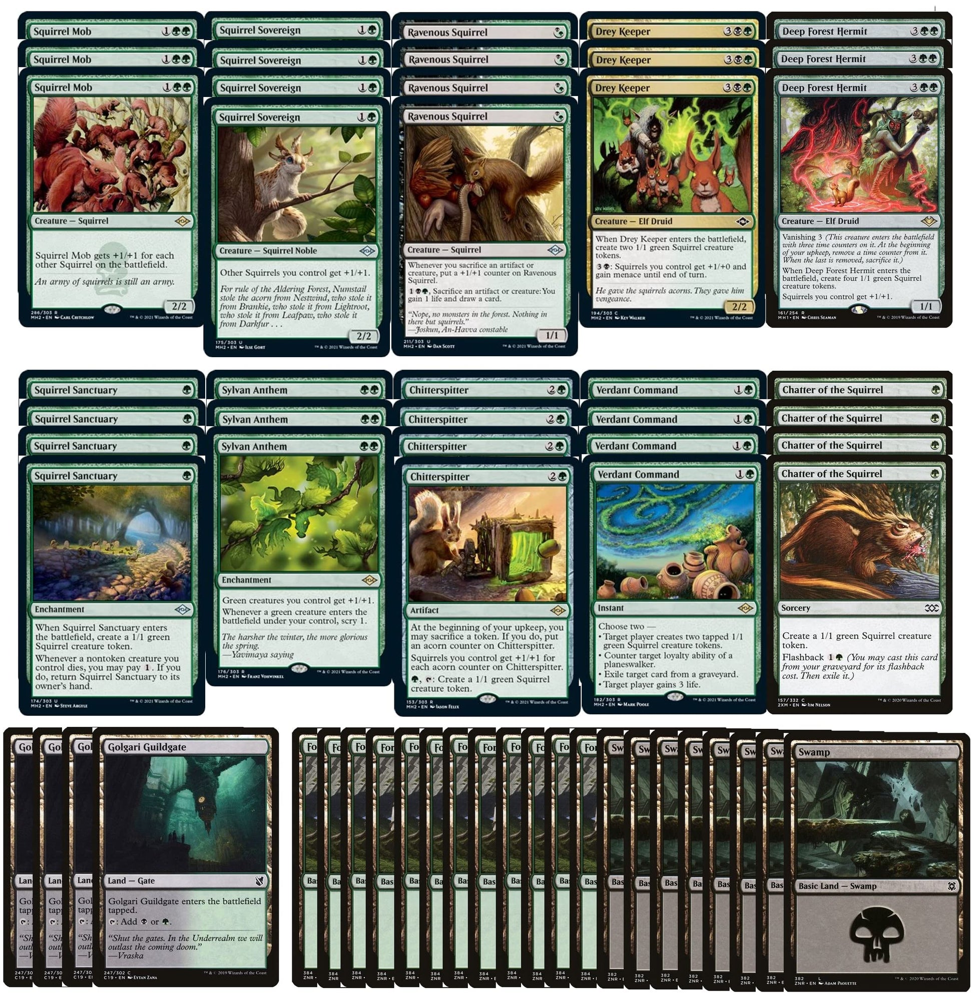 advanced Golgari Squirrel Deck - Green Black - Very Powerful - Modern Legal - Custom Built - Magic The Gathering - MTG - 60 Card!