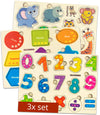 Quokka Toddler Puzzles Ages 2-4 – Wooden Puzzles For Kids 1-3-5 Year Old – Learning Travel Game With Numbers Animals Shapes – Wood Educational Gift For Boys And Girls