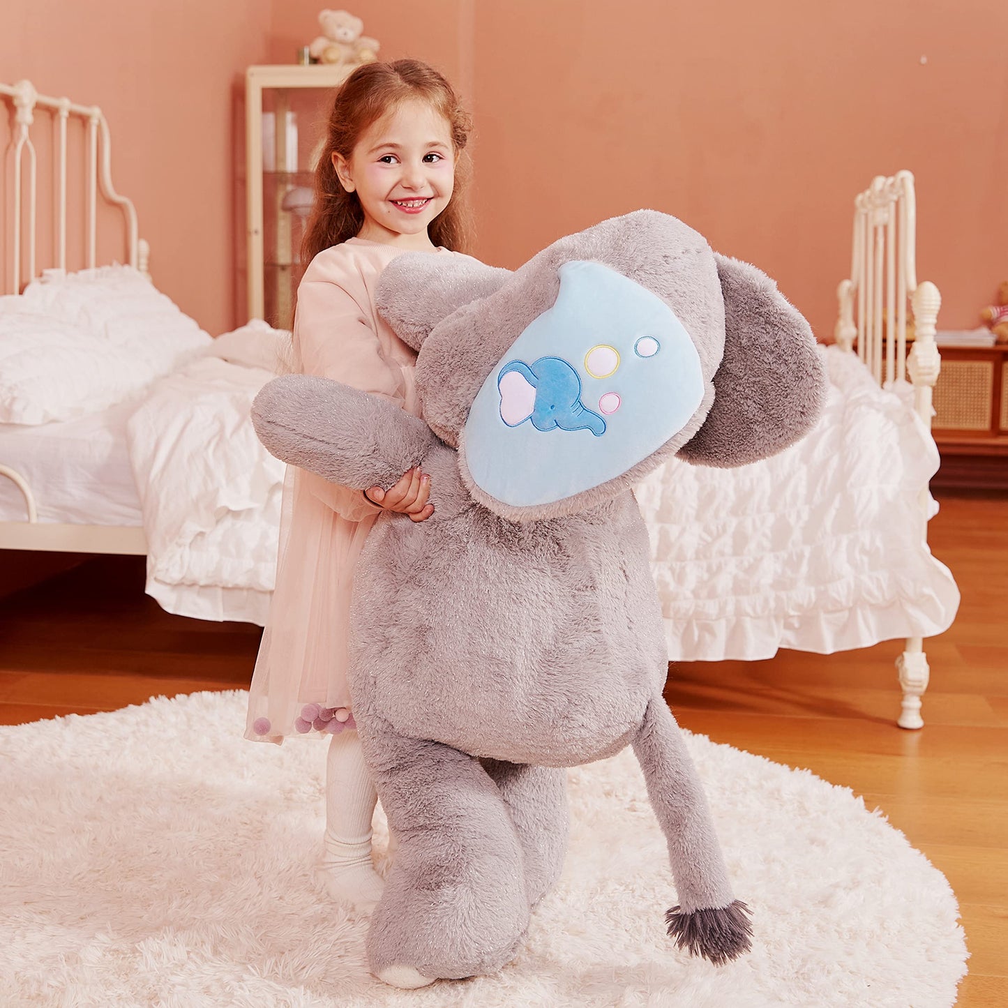 Ikasa Giant Elephant Stuffed Animal Plush Toy,Large 30' Cute Jumbo Soft Toys,Huge Big Size Fluffy Plushy Fat Oversized Plushie,Gifts For Kids