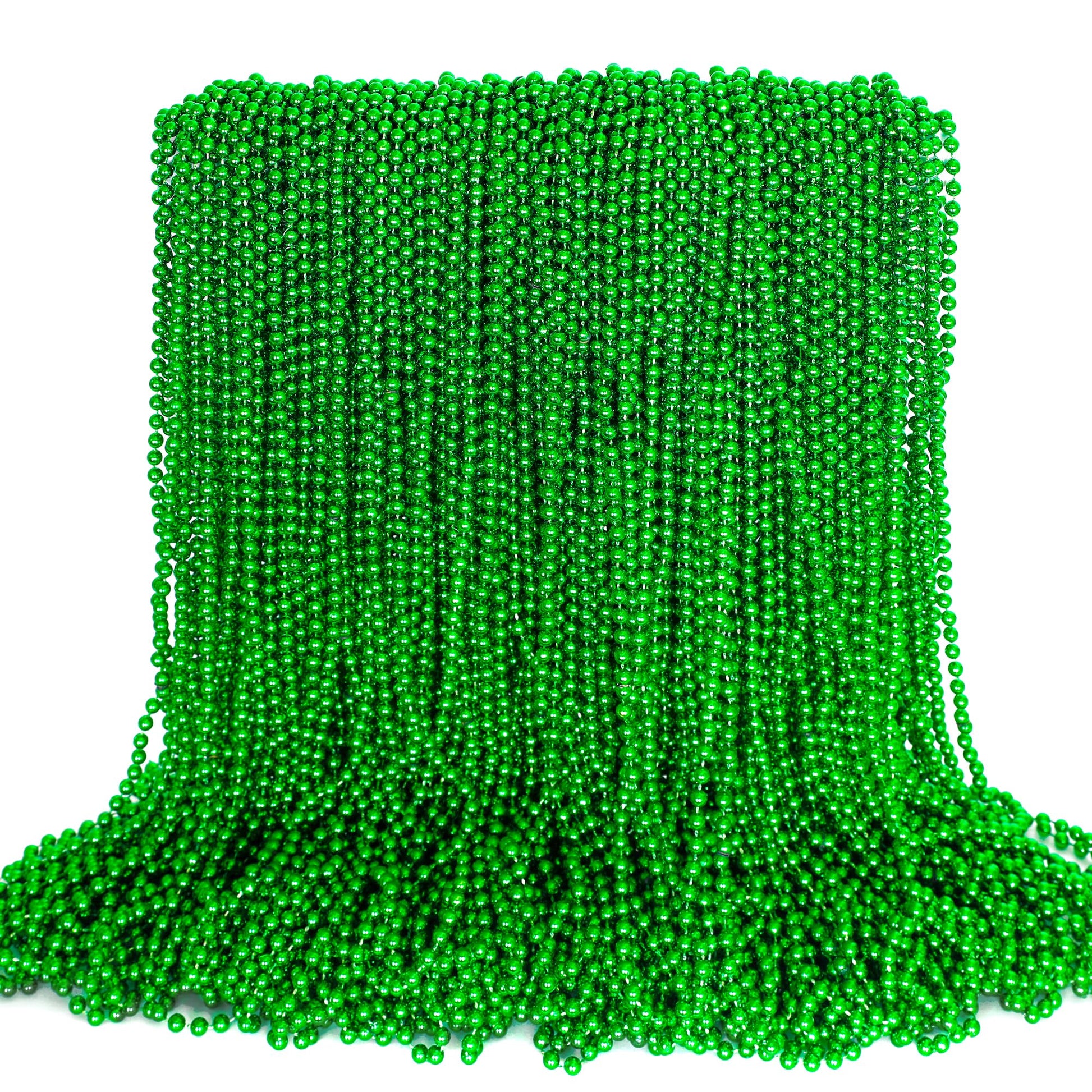 100PCS St Patricks Day Accessories, Green St. Patricks Day Beads Necklace, 33'' Round Beads Irish Saint Patricks Necklaces Costu