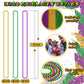 144Pcs Mardi Gras Beads, Mardi Gras Green Purple Gold Metallic Beads Necklaces Accessories Bulk, Mardi Gras Beads Necklace Costu