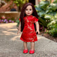 Asian Beauty - Asian Red And Gold Traditional Dress With Red Shoes - Clothes Fits 18 Inch Doll (Doll Not Included)