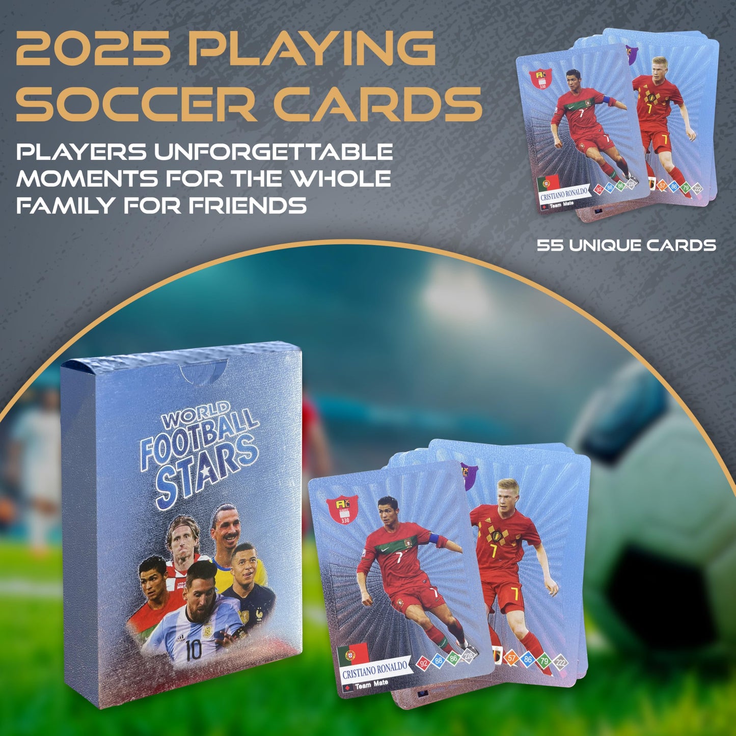 2025 Playing Soccer Cards | 55 Unique Cards for Soccer Players | Unforgettable Moments for The Whole Family for Friends  Siblings  and Soccer Fans | Printed on enhanced Paper - White