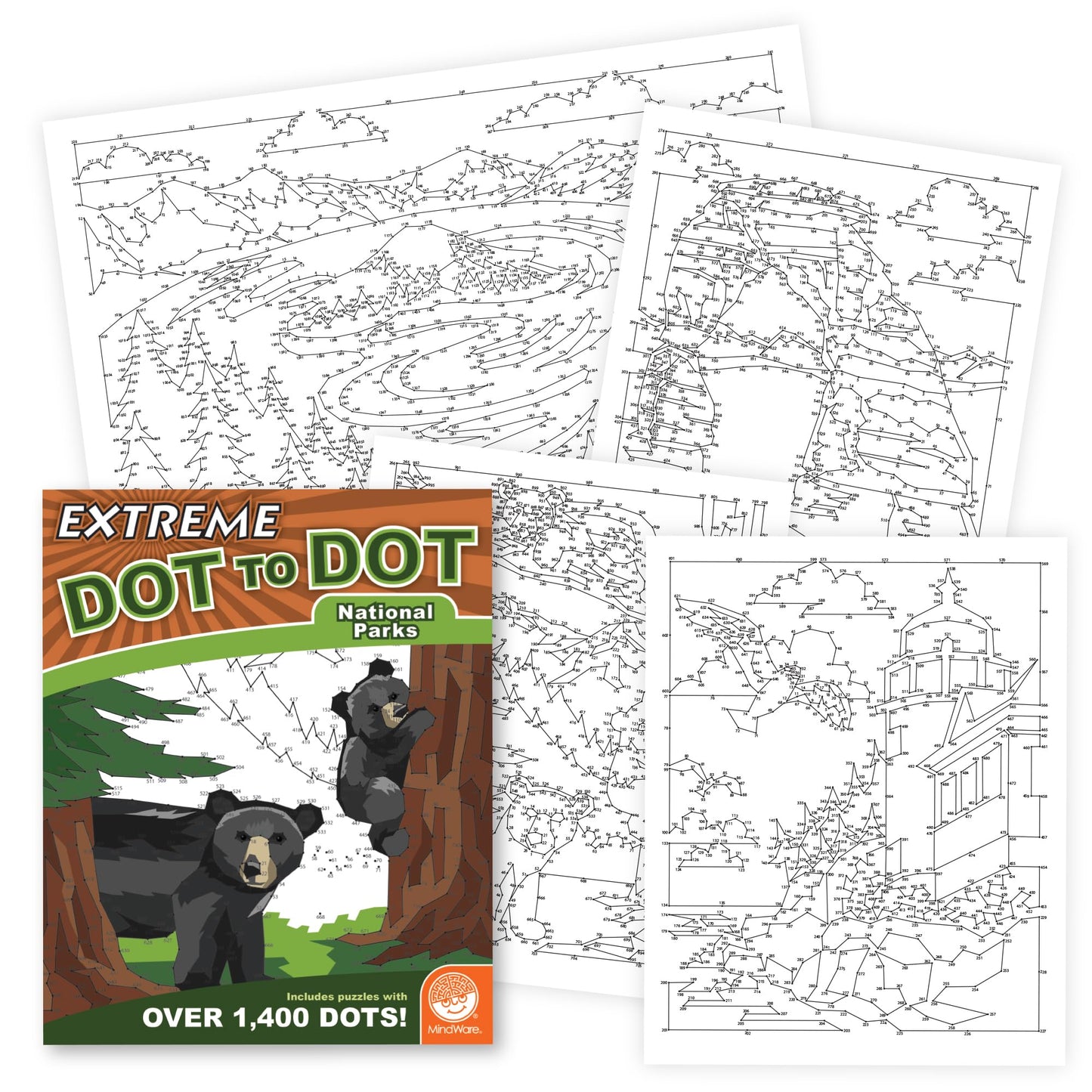 MindWare Extreme Dot-to-Dot: National Parks - Connect-The-dot Activity & Coloring Book for Kids, Teens & Adults - 32 Engaging Pu