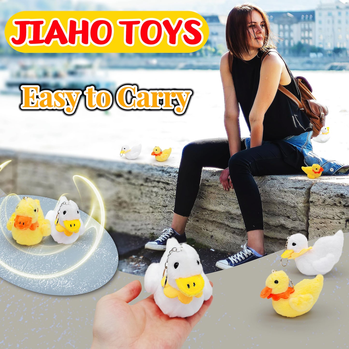Jiaho 2 Pcs Duck Stuffed Animal Plush Toys, Kawaii Duck Plushies For Girls, Boys And Babies, Adorable Small Stuffed Animals Doll