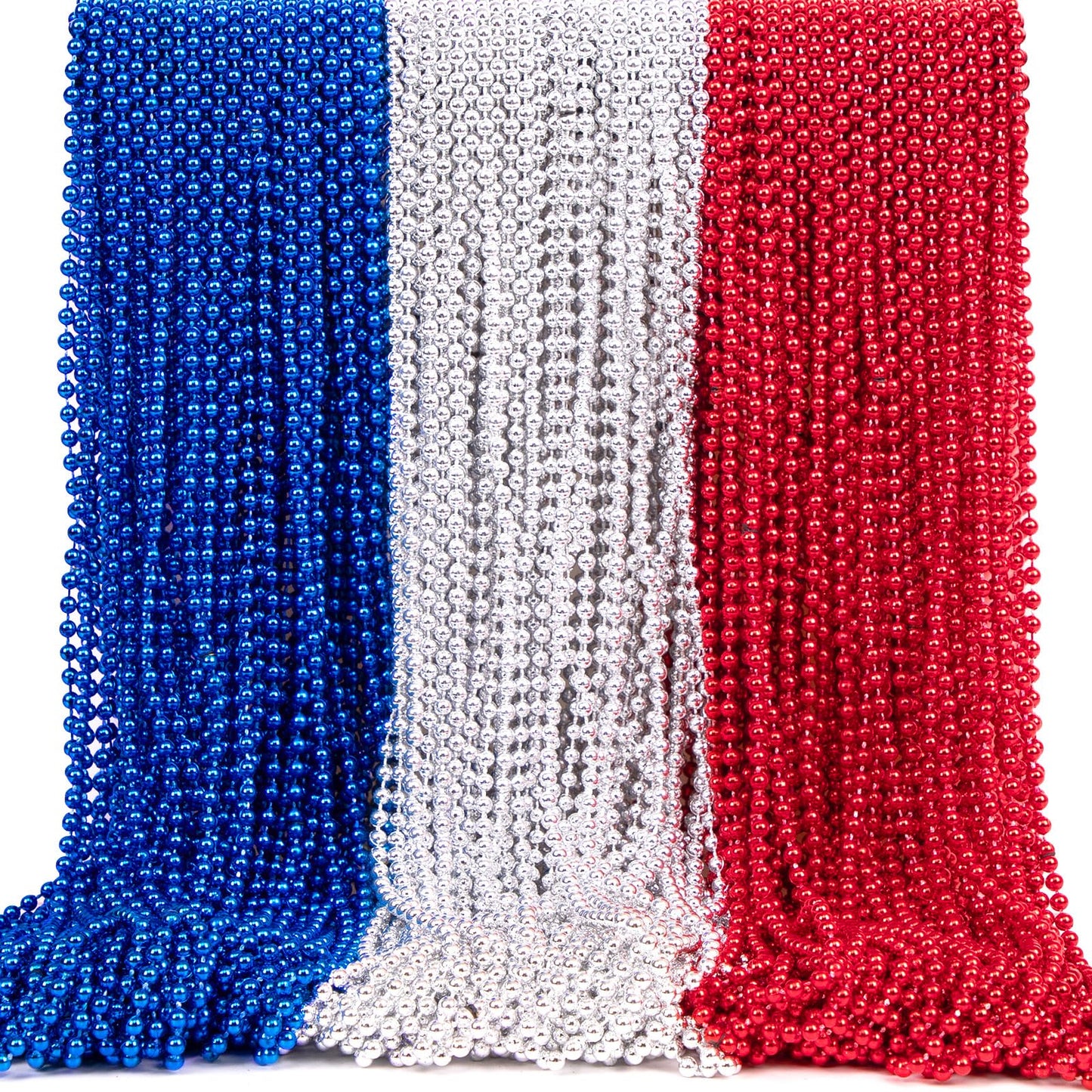 4Th Of July Accessories Necklaces: Blue White And Red Beads Bulk, Patriotic Party Independence Memorial Day Favors Toys Decorati