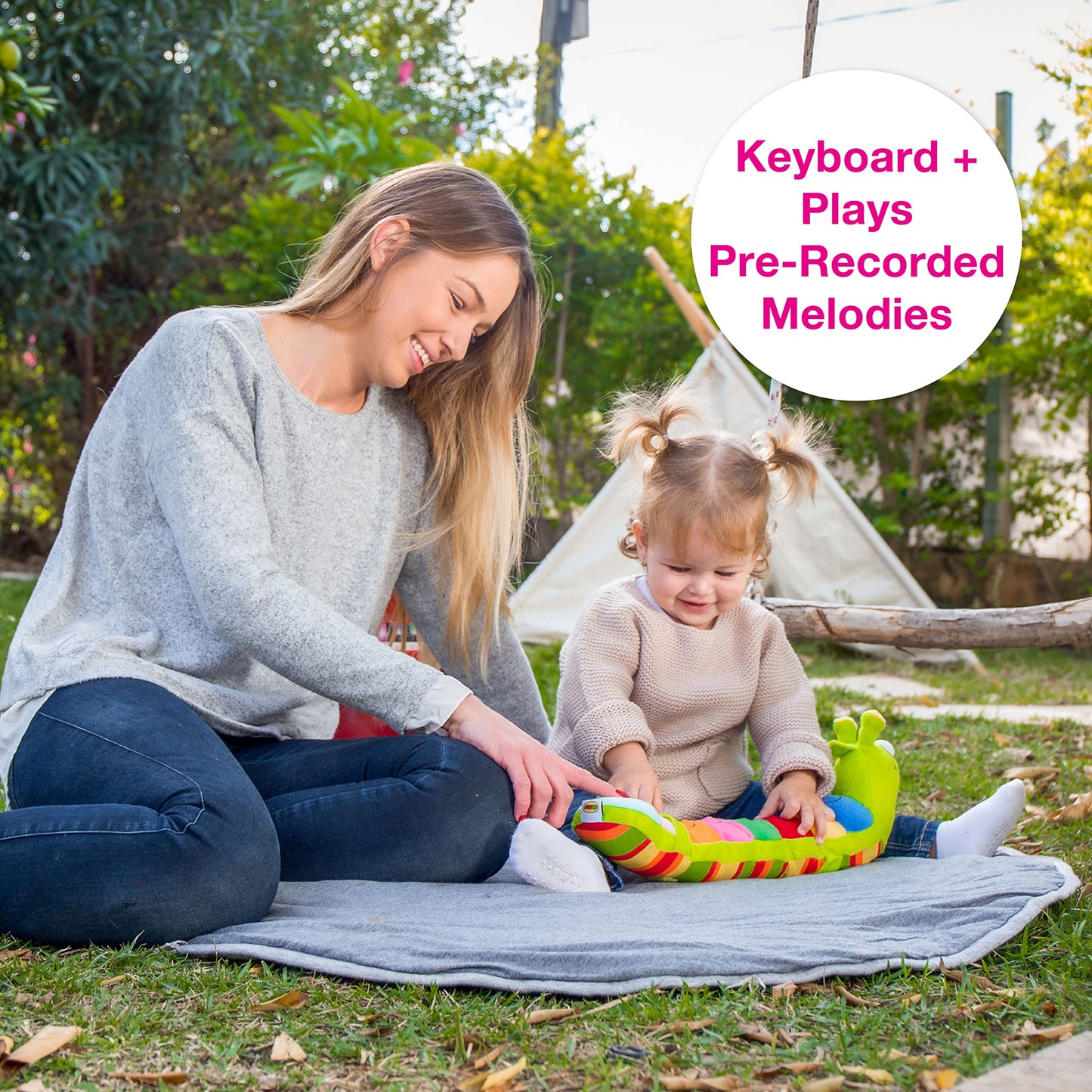 Edushape Melody Snaily, Musical Plush Toy - Soft Snail Infant Musical Animal With Sound Keyboard & Straps For Attaching To Car, Crib Or Stroller On The Go - Musical Sensory Developmental Through Sound
