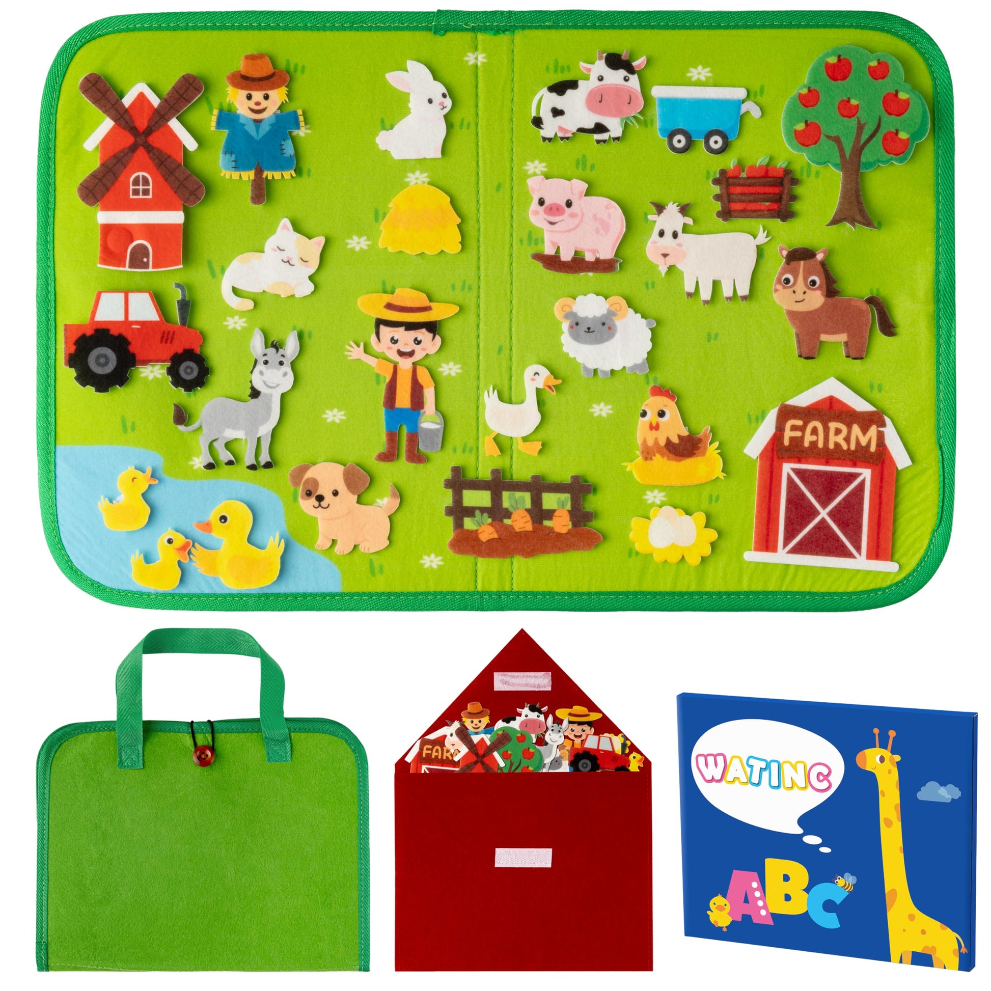 WATINC Travel Felt Board Story Set - 25PCS Portable Felt Board Educational Birthday Gift for Boys & Girls, Themed Storytelling P