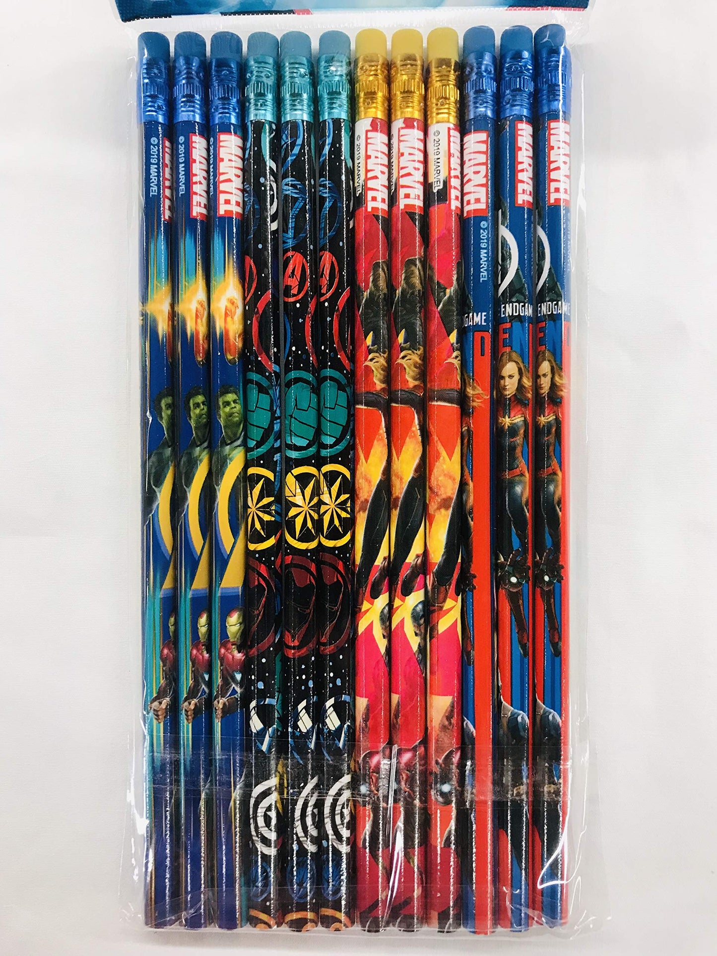 12 Marvel Avengers Endgame Wooden Pencil Cartoon Character Authentic Licensed School Party Bag Fillers