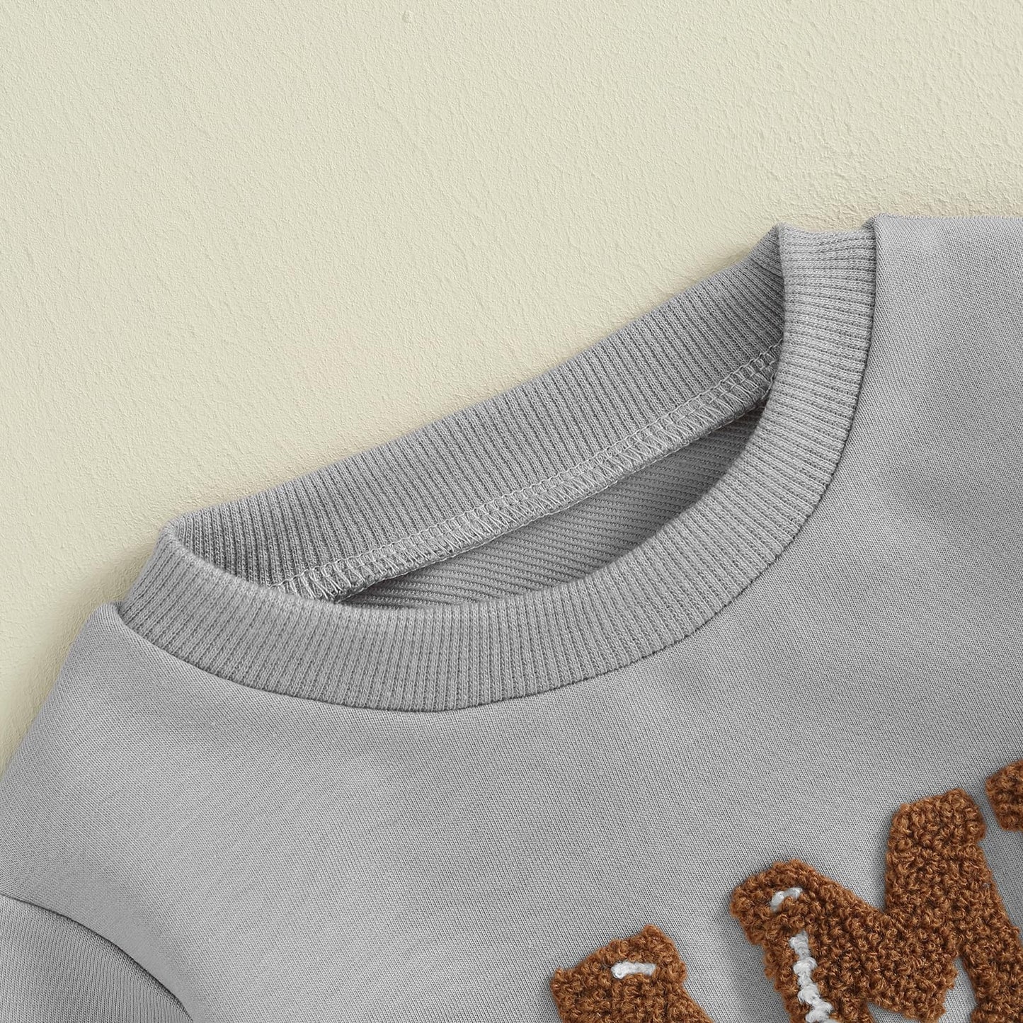 Fybitbo Baby Football Outfit Girl Boy Game Day Sweatshirt/Shirt Onesie Long Sleeve Sweater Romper Fall Winter Clothes (Grey Foot