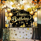 Katchon, Large Black And Gold Happy Birthday Banner - 72X44 Inch | Black And Gold Birthday Decorations For Men | Happy Birthday Backdrop, Happy Birthday Sign | Black And Gold Birthday Banner For Men