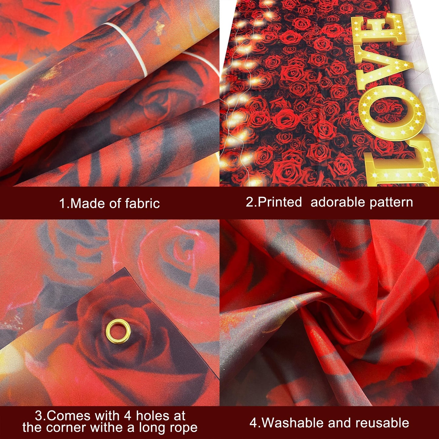 KatchOn, Love Valentines Day Backdrop - XtraLarge, 84x60 Inch | Valentines Backdrops for Photography | Happy Valentines Day Bann