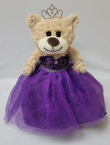 KINNEX COLLECTIONS SINCE 1997 12 Quince Anos Last Doll Teddy Bear with Dress (Centerpiece) ~ ARC09832-13 (Purple)