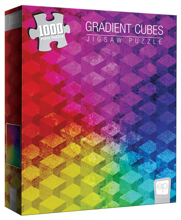 The Op Games Gradient Cubes 1000 Piece Jigsaw Puzzle | Vivid & Colorful Cubic Design Puzzle Featuring Rainbow Colors & Hues | Puzzles For All Ages - Kids To Adults