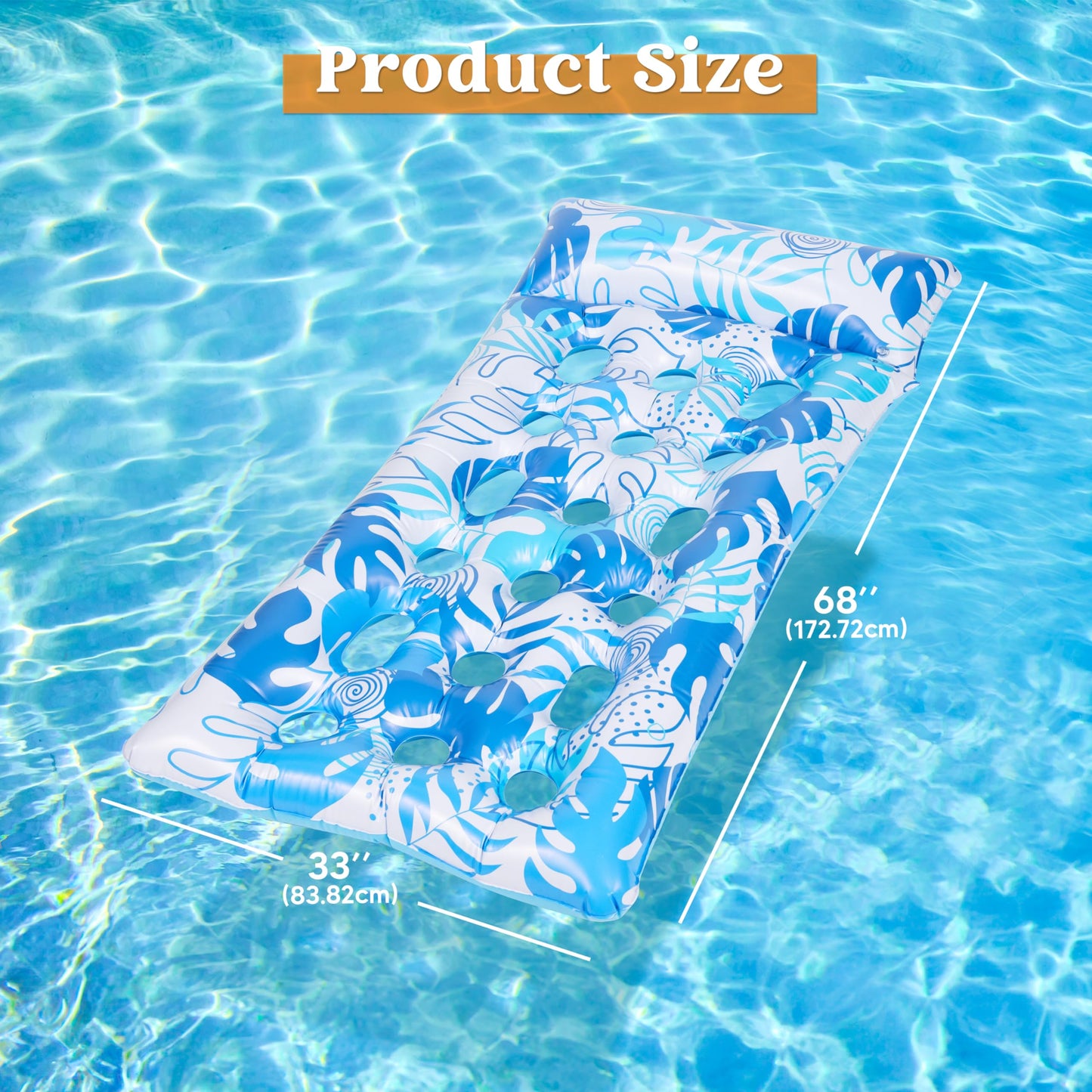 Sloosh Inflatable Pool Float Lounger - 2 Packs Xl Pool Floaties Sun Tanning Bed Float With Headrest For Adults, Floating Mat Poo