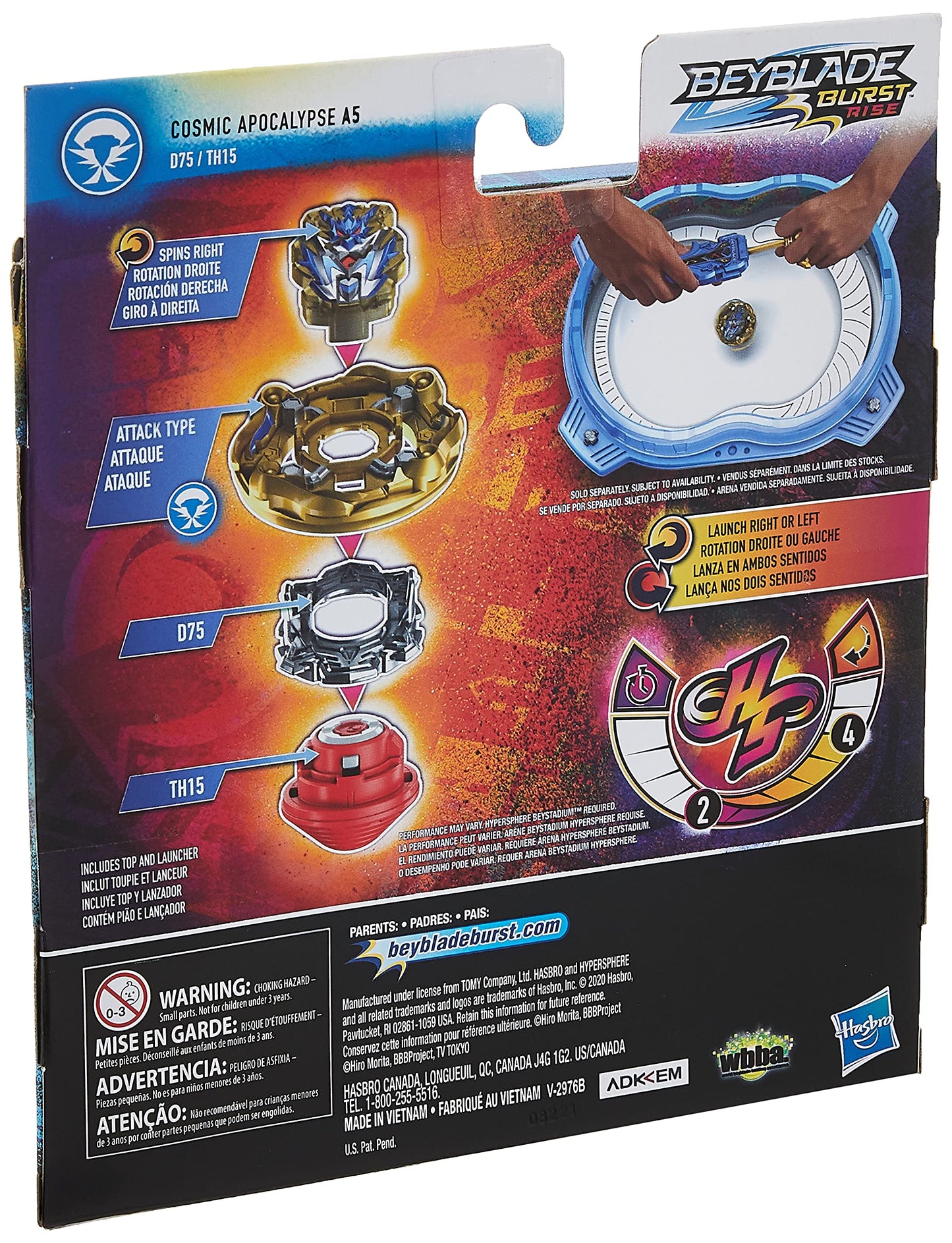 BEYBLADE Burst Rise Apocalypse Blade Set - Right/Left-Spin Launcher, Dark Blue, Model F0655, Ages 8 and Up