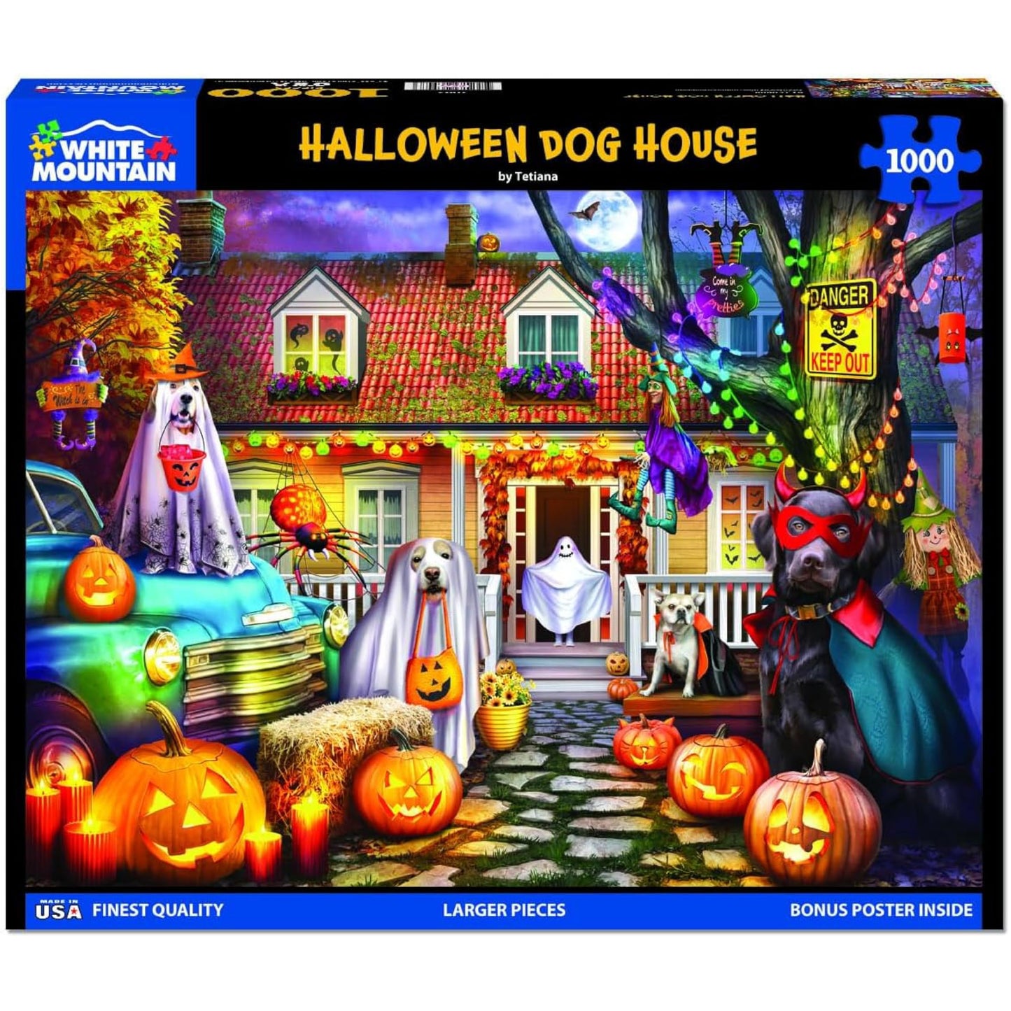 White Mountain Halloween Dog House Puzzle 1000 Piece Vintage Autumn Jigsaw Puzzles for Adults and Families