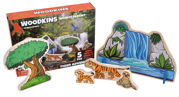 Wild Republic, Woodkins Rainforest Wooden Playset, Gift For Kids, Great For Innovative Play, Eco Friendly, Five Piece Boxed Set