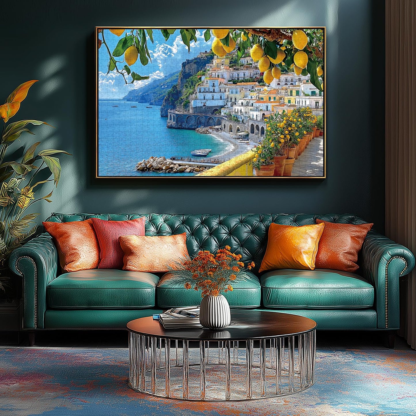 MINIWAN 500 Piece Amalfi Coast Puzzle  enhanced Jigsaw Puzzle for mature-themeds  Rustic Style  21 x 15 Inches
