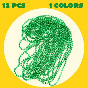 Joyin 12 Pcs Mardi Gras Beads Necklace, Green Bead Necklace Metallic Colors Necklaces Set For Mardi Gras Party Favors Supplies,
