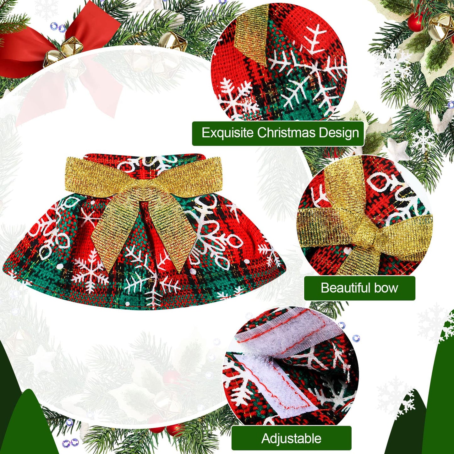 6 Pieces Santa Clothing Elf Dance Skirt Set Christmas Elf Skirts For Christmas Doll Holiday Decorations (Not Include Doll)(Cute Style)