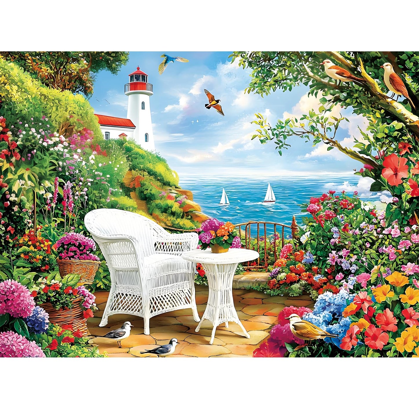 500 Piece Puzzle for Adults,Rest Corner Puzzle for Adults Kids Elderly,Recycled Cardboard Beach Ocean Scenes Puzzles 500 Piece,L