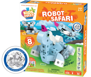 Thames & Kosmos Kids First: Robot Safari - Introduction To Motorized Machines Science Experiment Kit For Ages 5 To 7, Build 8 Robotic Animals Including A Unicorn, Llama, Narwhal & More