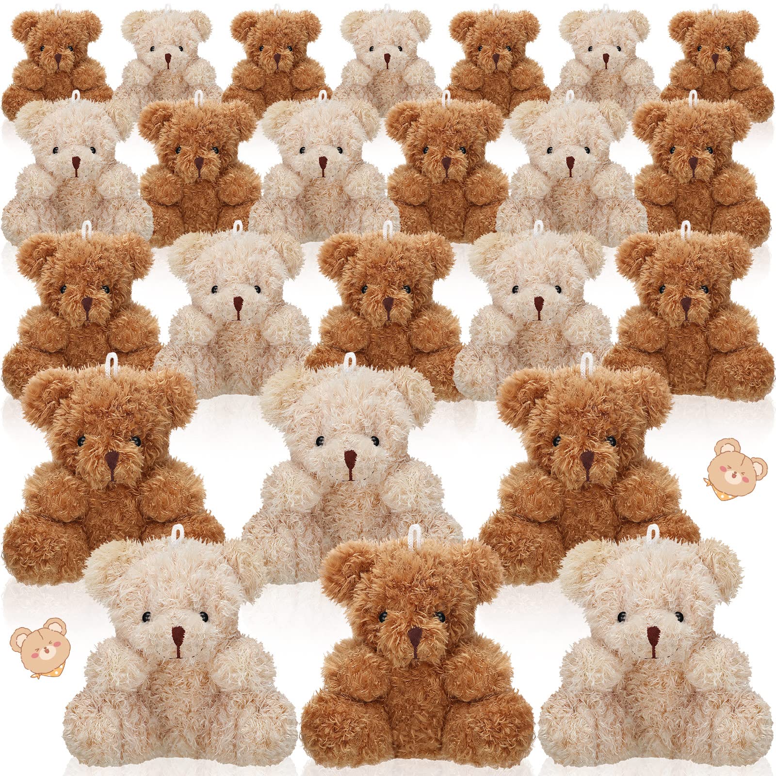 Hydren 24 Pcs 4 In Mini Bear Stuffed Animal Bulk Valentines Day Small Plush Bear Tiny Soft Bear Doll Toy For Diy Keychain Birthd