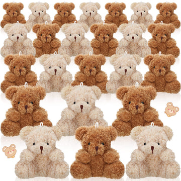 Hydren 24 Pcs 4 In Mini Bear Stuffed Animal Bulk Valentines Day Small Plush Bear Tiny Soft Bear Doll Toy For Diy Keychain Birthd