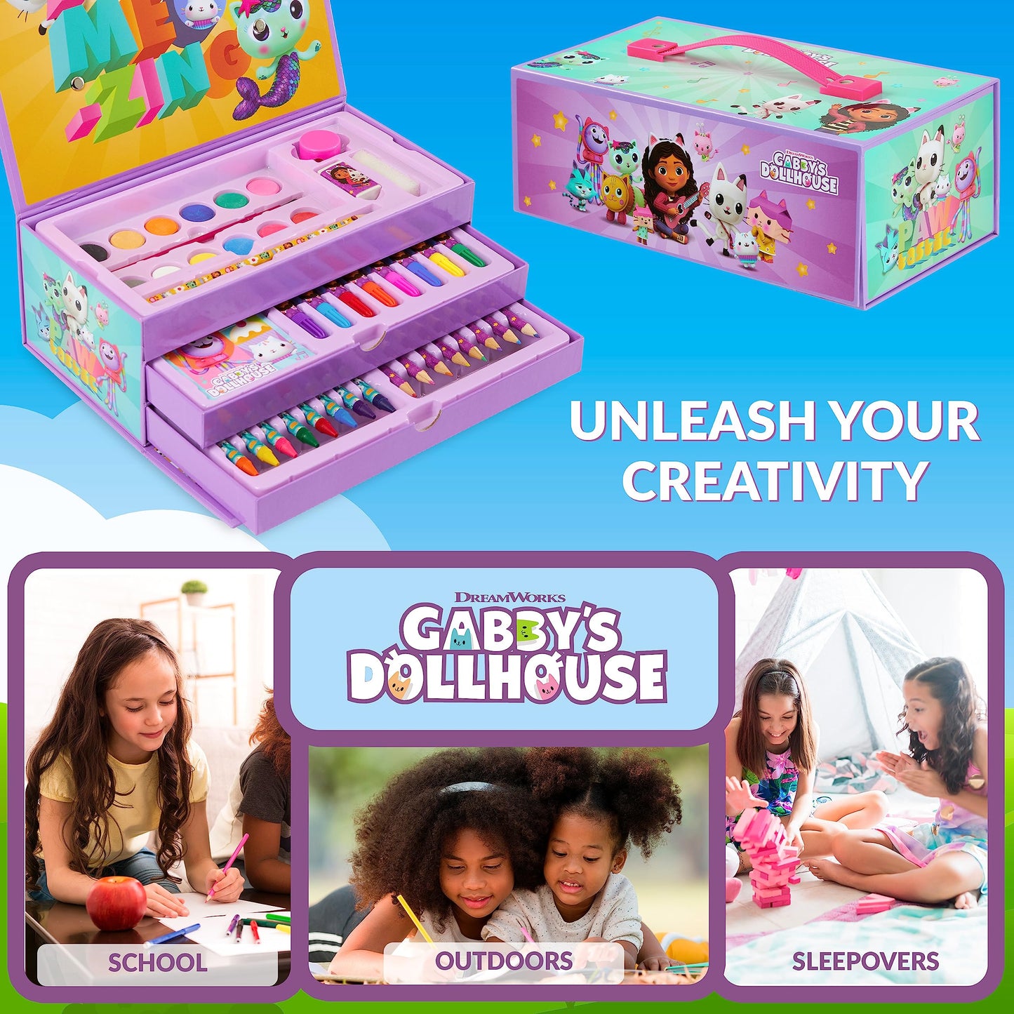 Gabbys Dollhouse Art Set Kids Colouring Set Drawing Gifts for Girls (Multi Case Set)