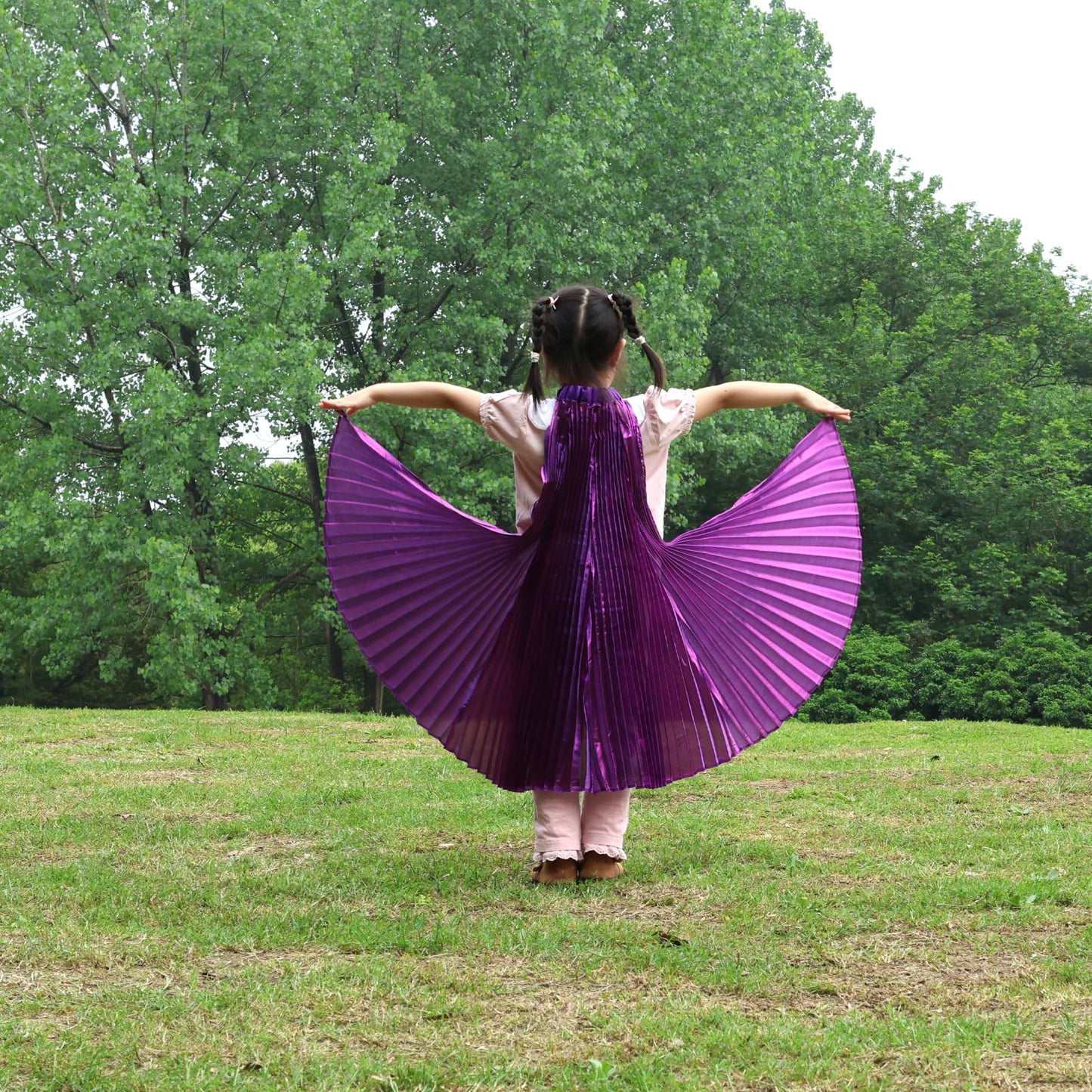 Angel Wings For Kids Children, Polyester Fairy Wings With Finger Loop, Worship Dance Wings, Dance Costume Props(Purple)