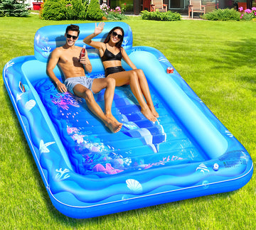 Sinbyuer Inflatable Tanning Pool for 2 Person, 81x 60Inch Tanning Pool Lounger Float for Adults, Sunbathing Float Inflatable Wat
