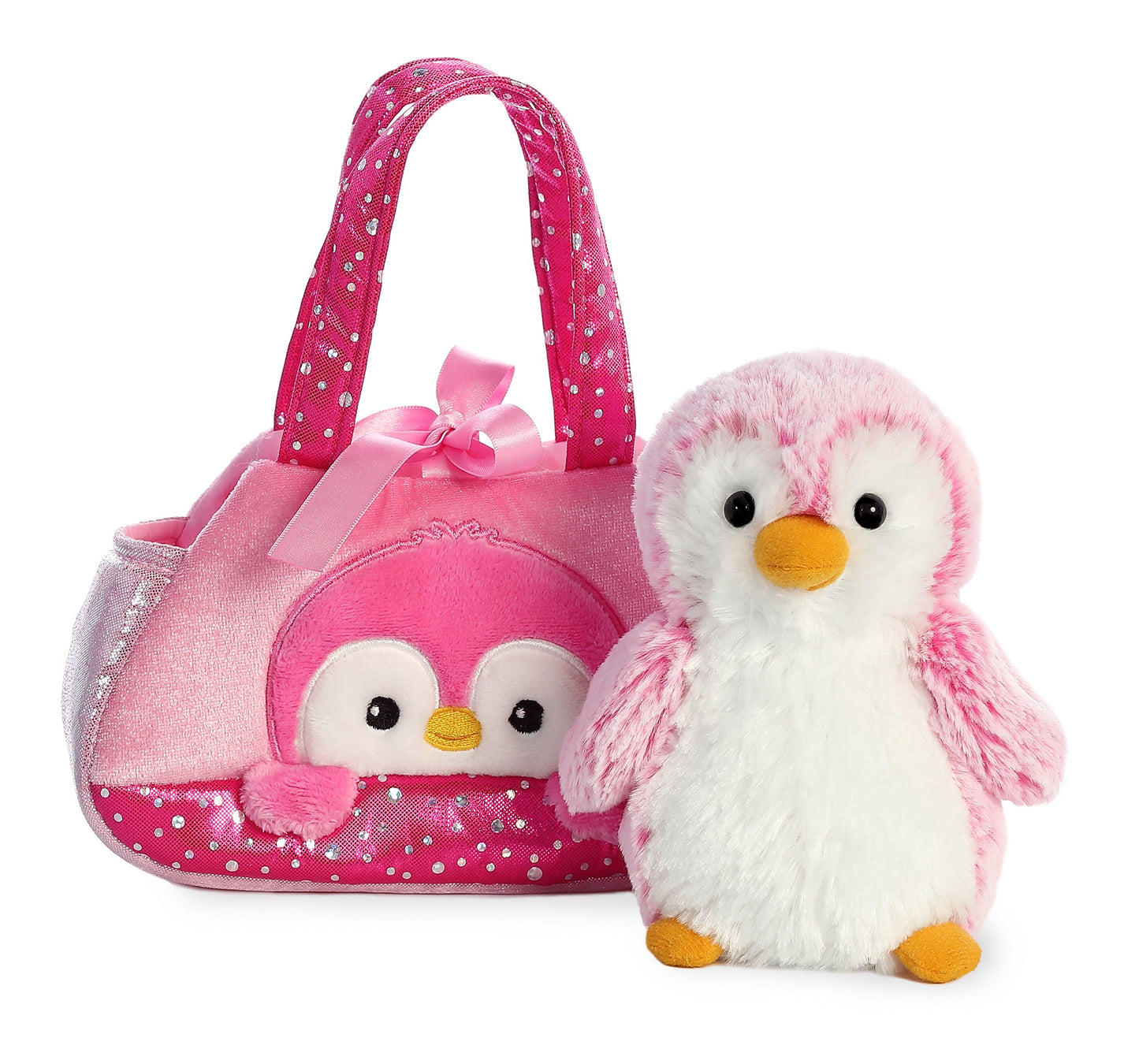 Aurora® Fashionable Fancy Pals™ Pompom Penguin™ Stuffed Animal - On-The-Go Companions - Stylish Accessories - Pink 7 Inches