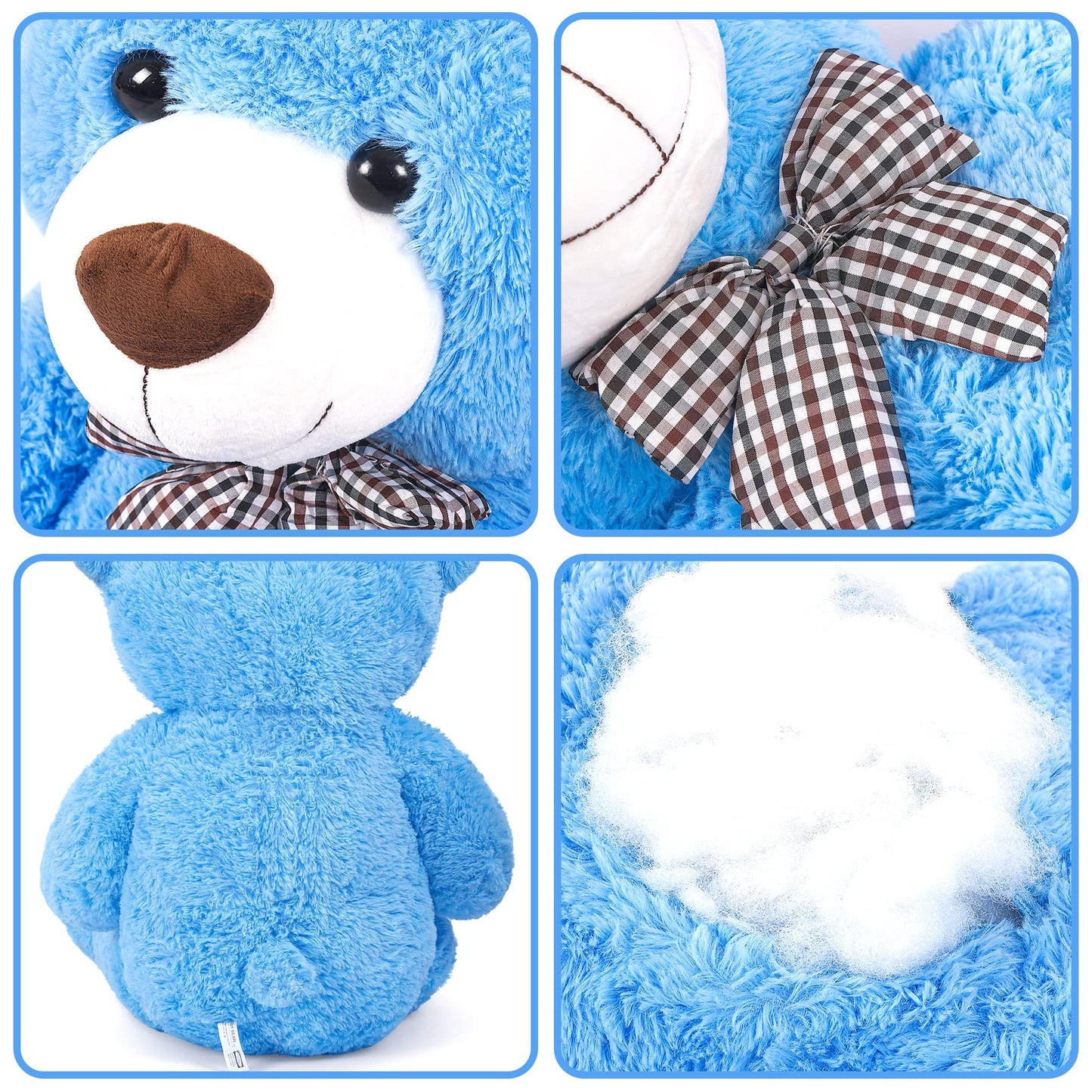 Snowolf 1.2M Giant Teddy Bear Plush Toy 4Ft Big Cuddly Stuffed Animals Doll Gift For Valentines Kids Girlfriend (Blue, 47 In/120