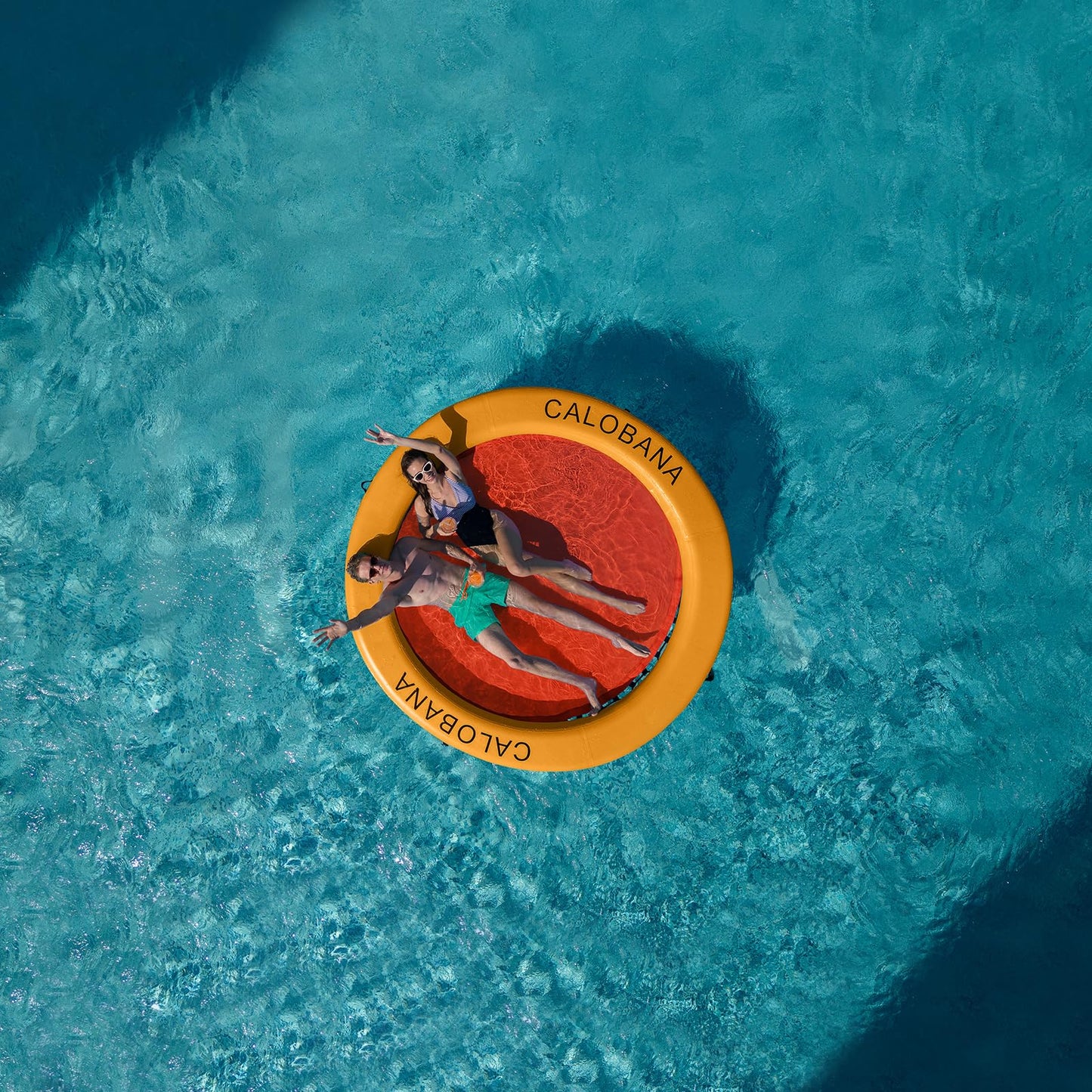 Calobana 8Ft Heavy Duty Floating Ring, Round Inflatable Dock Water Hammock River Floats Lake Raft Island Platform For Adults Par
