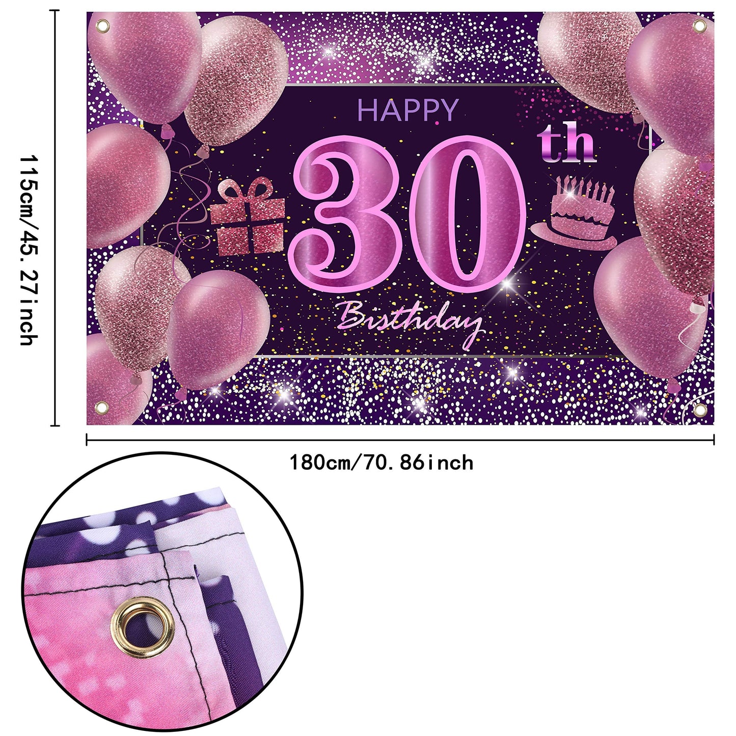 30Th Birthday Decorations For Girls Happy Birthday Banner Pink Decorations For A Party Birthday Backdrop For Women