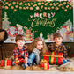 Green Merry Christmas Banner, Large-72  45 Inch Christmas Tree Santa Backdrop for Christmas Decorations Merry Christmas Photo Ba