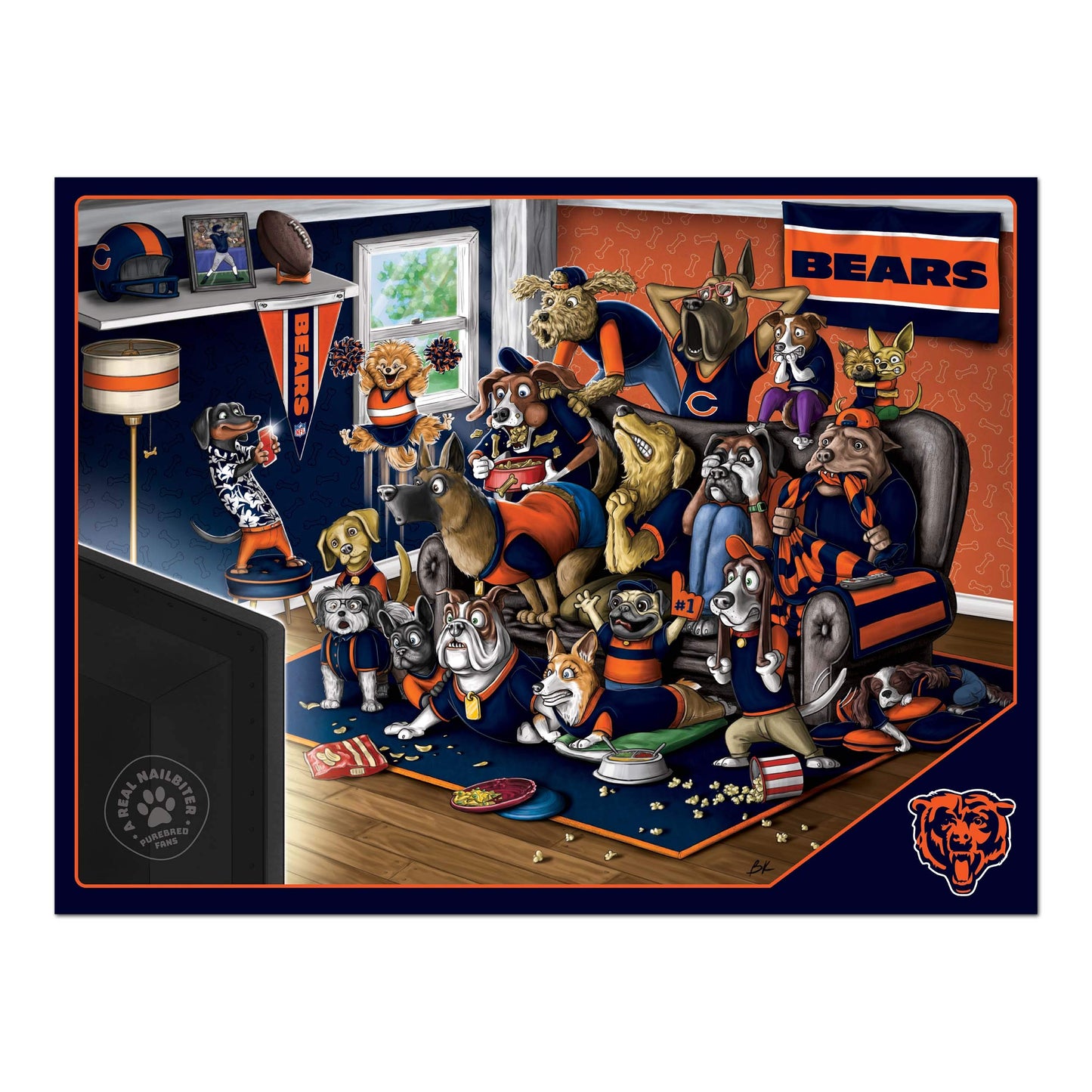 Youthefan Nfl Chicago Bears Purebred Fans 500Pc Puzzle - A Real Nailbiter, Team Colors