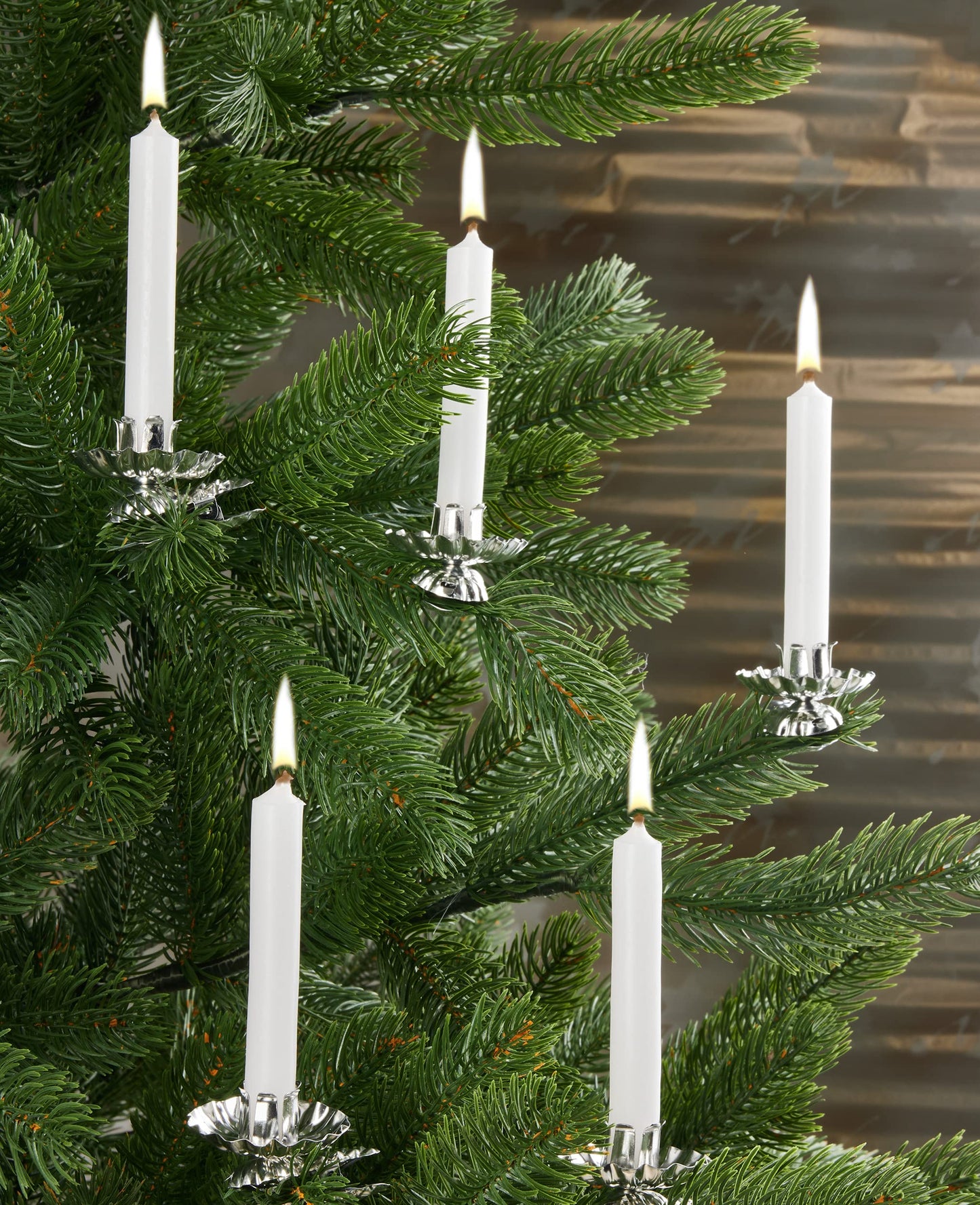 BRUBAKER Tree Candles - Pack of 40 - White - 3 x  Inches - Made in Europe - Christmas Wax Candles for Pyramids, Carousels & Chim