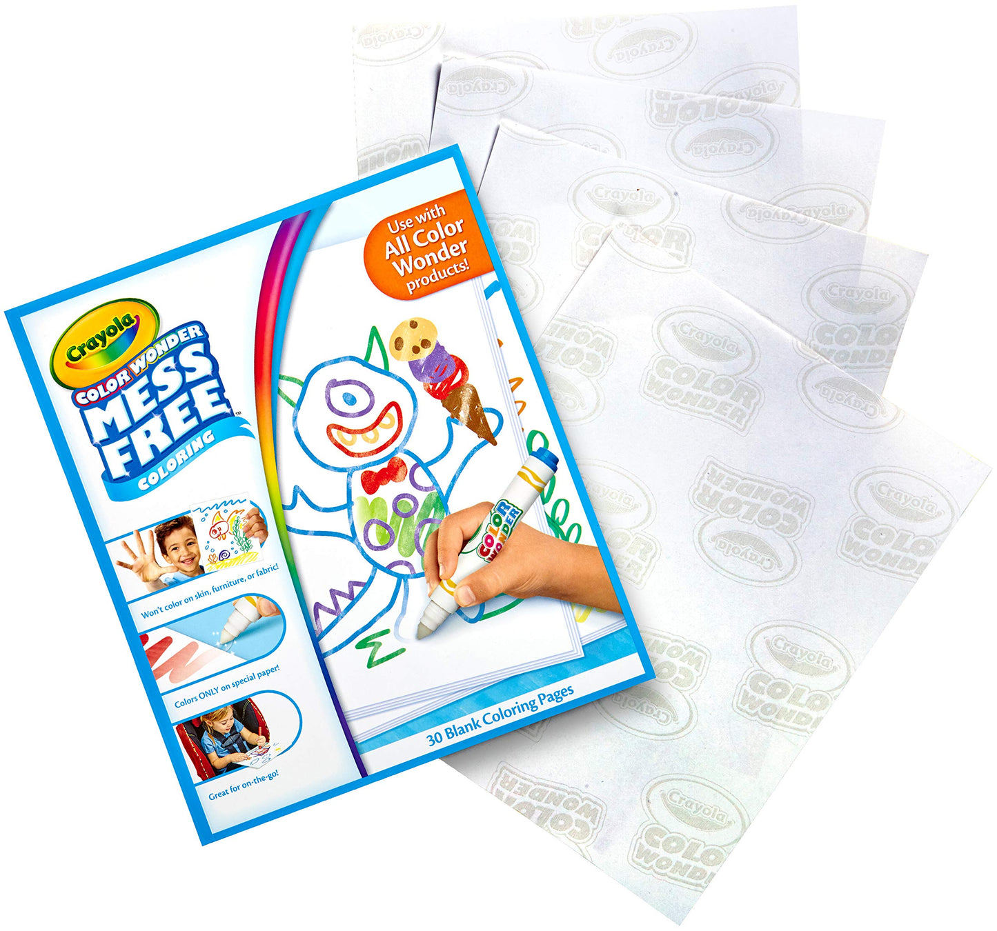 Crayola Color Wonder Mess Free Coloring Book, 30 Pages, White Paper, Ages 3-5, Model 752479