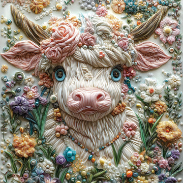 MINIWAN 500 Piece Art Jigsaw Puzzle for mature-themeds - Unique 3D Embroidery Flower Cow  Cool Puzzles for mature-themeds  Challenging mature-themed Puzzle 20x20 Inch