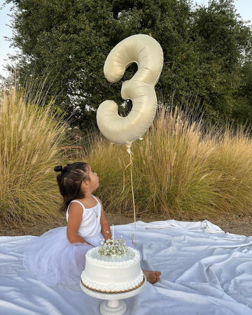 Cream Number 3 Balloon 40 Inch, 3 Balloon Number, 3Rd Birthday Decorations, Cream Party Supplies For Boys Girls