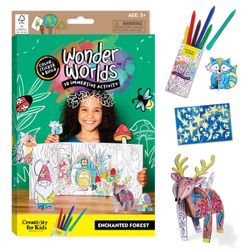 Creativity For Kids Wonder Worlds 3D Coloring Craft Kit: Enchanted Forest - Coloring Craft Kit For Kids, Diy Kit For Girls And Boys, Kids Gifts For Ages 5-8+