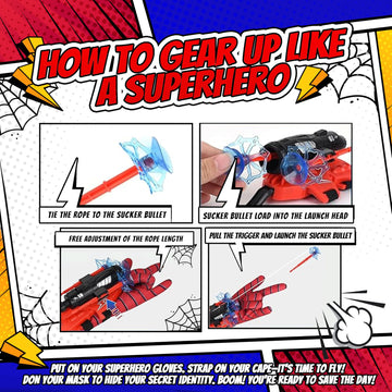 Superhero Web-Slinging Toy Set - Includes 2 Web Shooters, 2 Hero Masks, 2 Gloves, And 1 Cape - Ideal For Indoor And Outdoor Cost