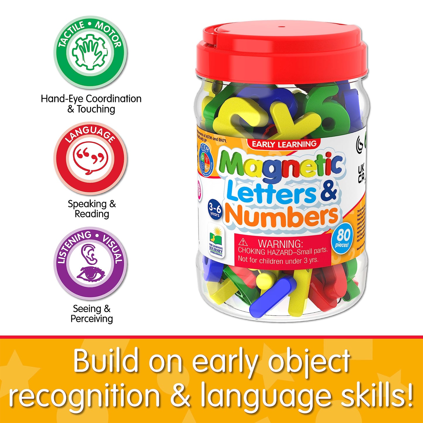 The Learning Journey: Magnetic Letters And Numbers For Toddlers - Abc 123 Alphabet Toy Magnets - 80-Piece Fridge Magnets For Kids And Toddlers - Toys & Gifts For Boys & Girls Ages 3 Years And Up