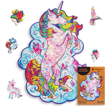 Unidragon Original Wooden Jigsaw Puzzles - Inspiring Unicorn, 700 Pcs, Royal Size 17.7'X23.6', Beautiful Gift Package, Unique Shape Best Gift For Adults And Kids